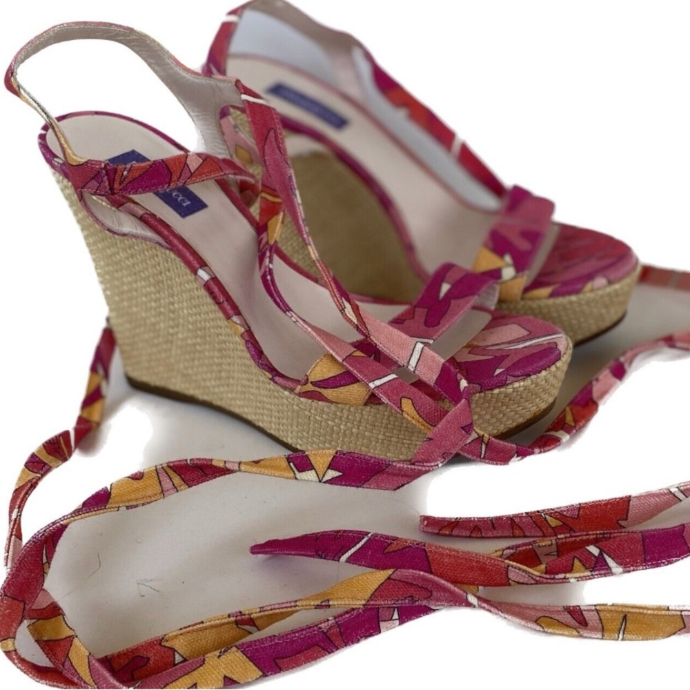 Emilio Pucci Vintage Espadrille Wedge Sandals